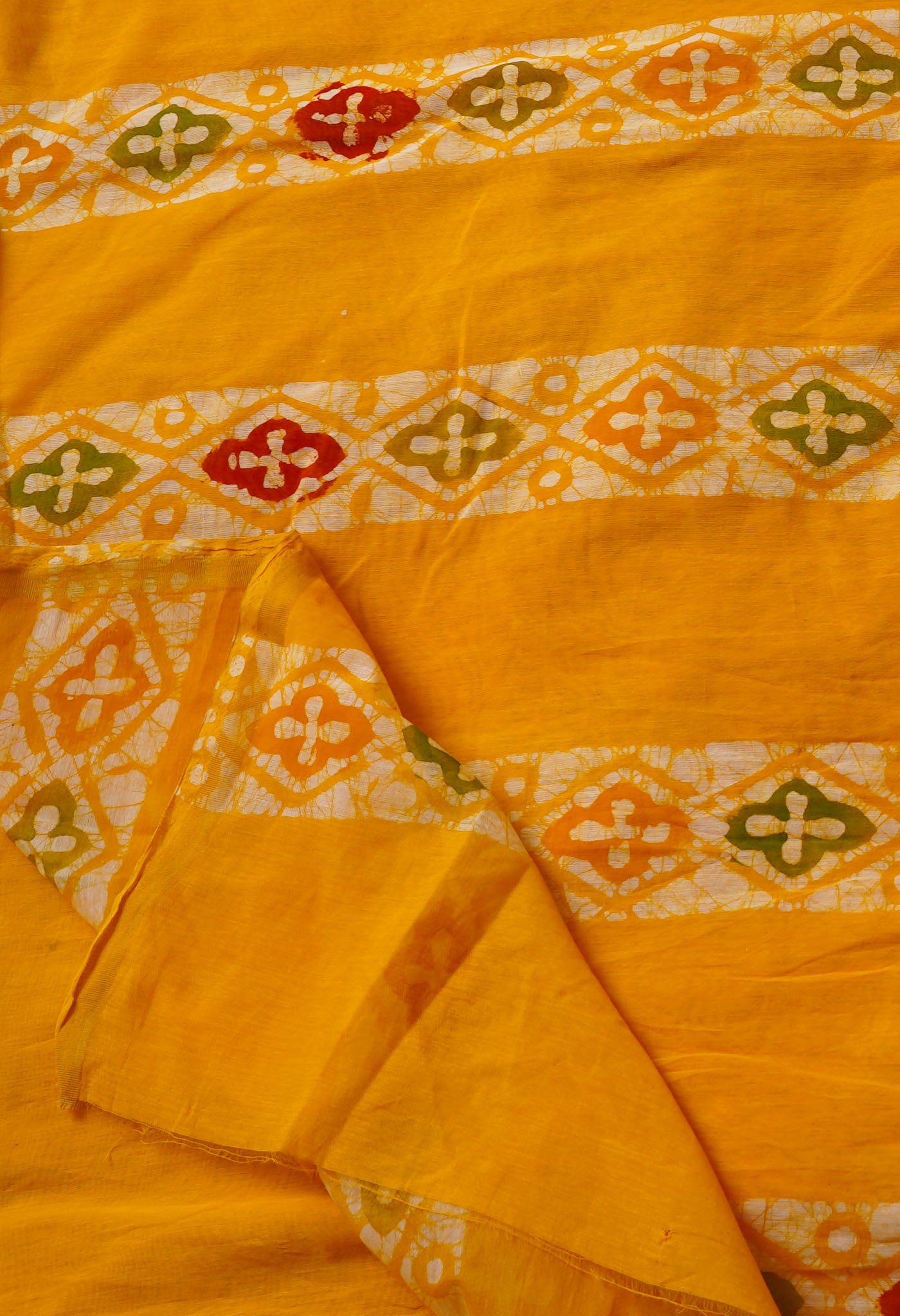 Yellow  Batik Chanderi  Sico Saree-UNM67536
