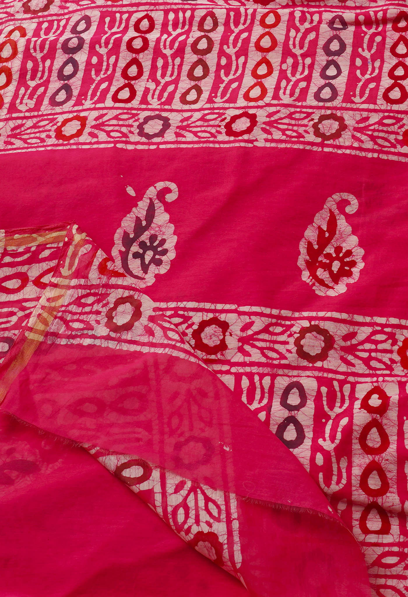 Pink  Batik Chanderi  Sico Saree-UNM67544
