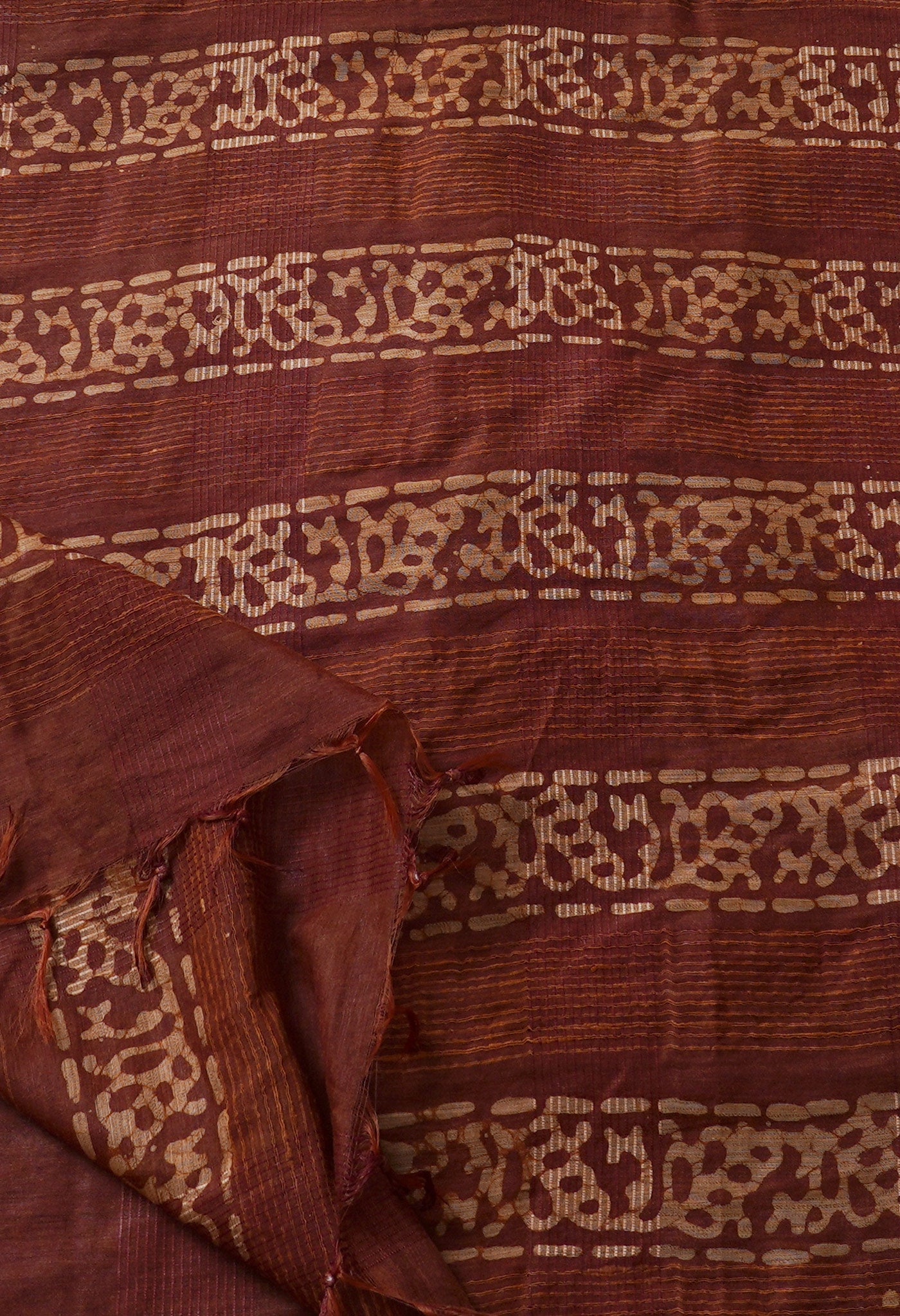 Online Shopping for Brown Pure Batik Bhagalpuri Sico Saree-UNM67548 with Batik from Bihar at Unnatisilks.com India