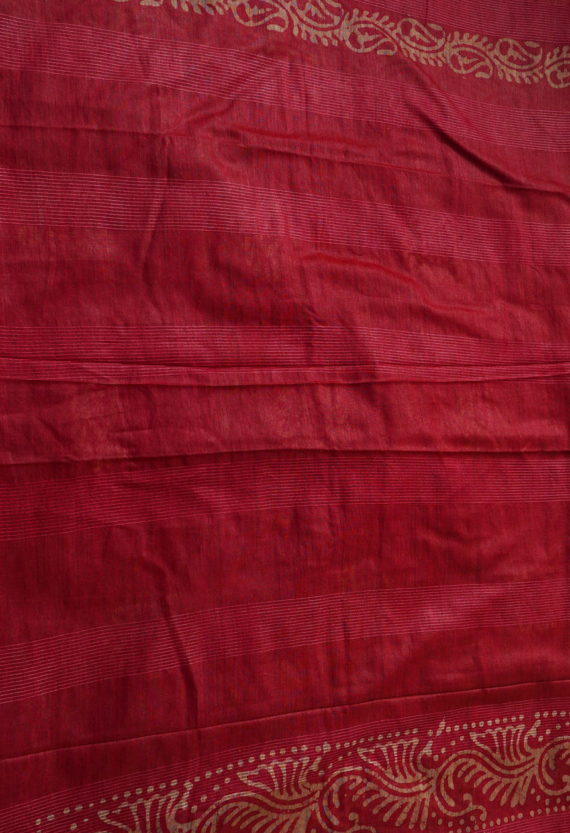 Tea Rose Pink Pure Batik Bhagalpuri Sico Saree-UNM67557