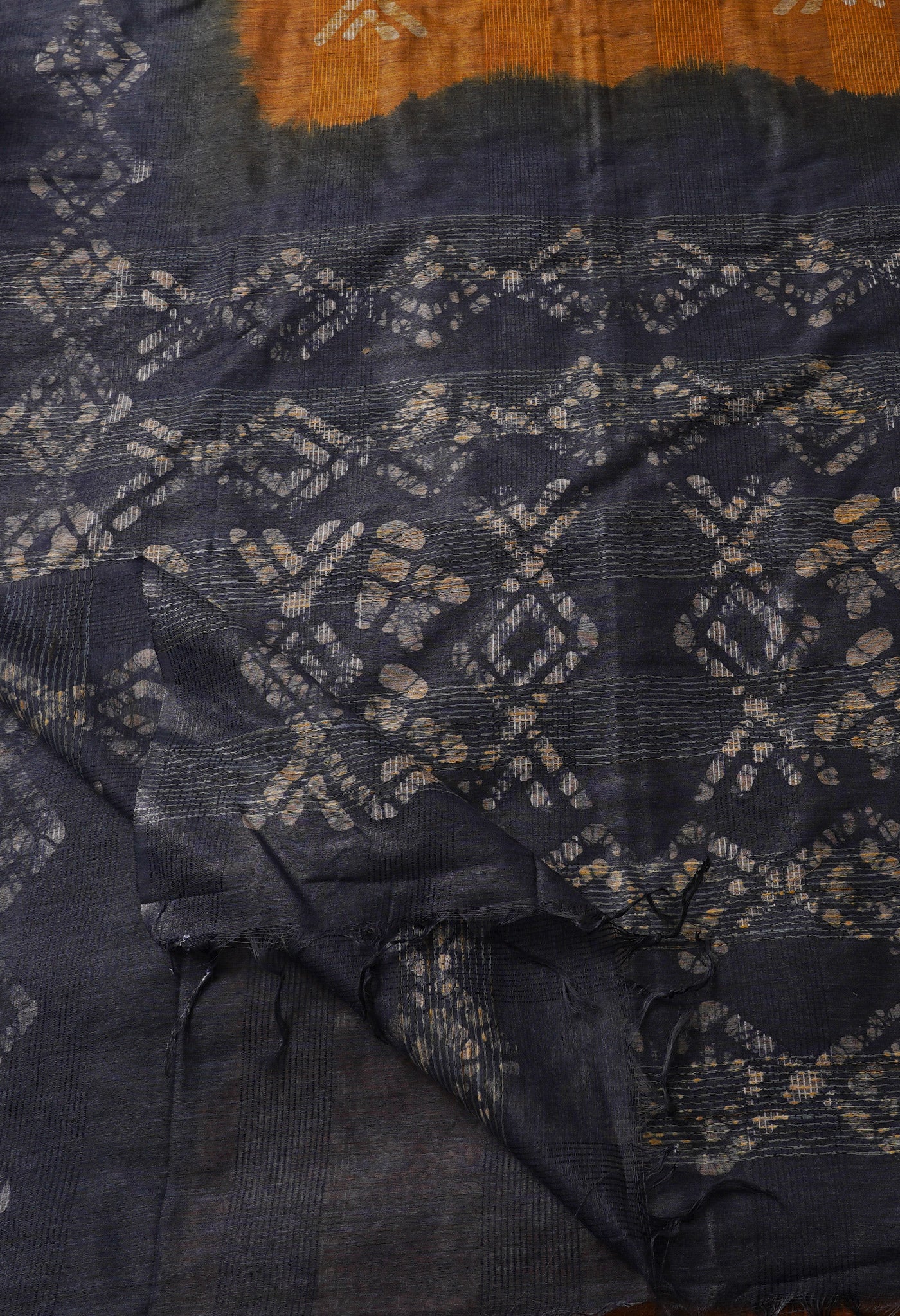Brown-Blue Pure Batik Bhagalpuri Sico Saree-UNM67566