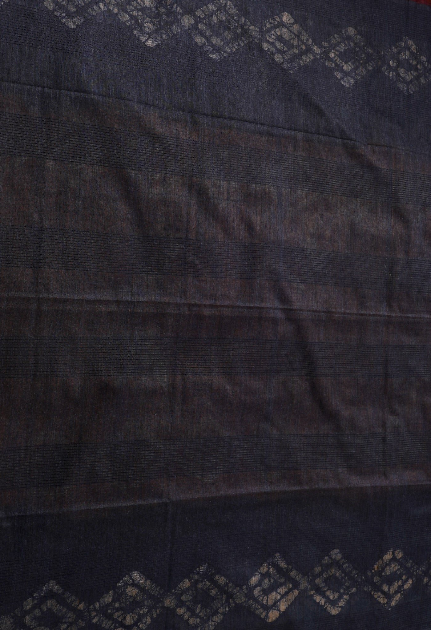Brown-Blue Pure Batik Bhagalpuri Sico Saree-UNM67566