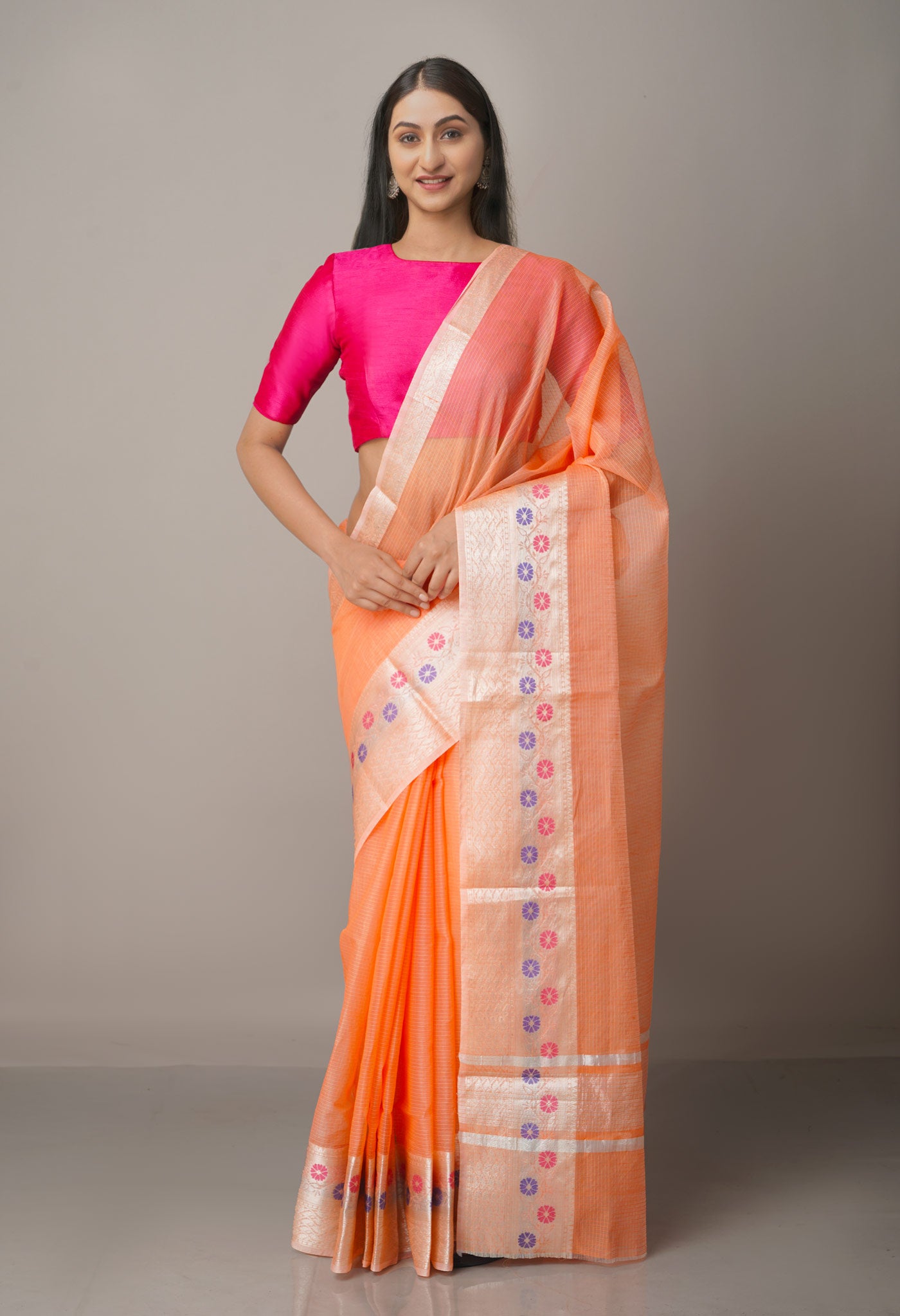 Orange  Kota Banarasi  Silk Saree-UNM67587