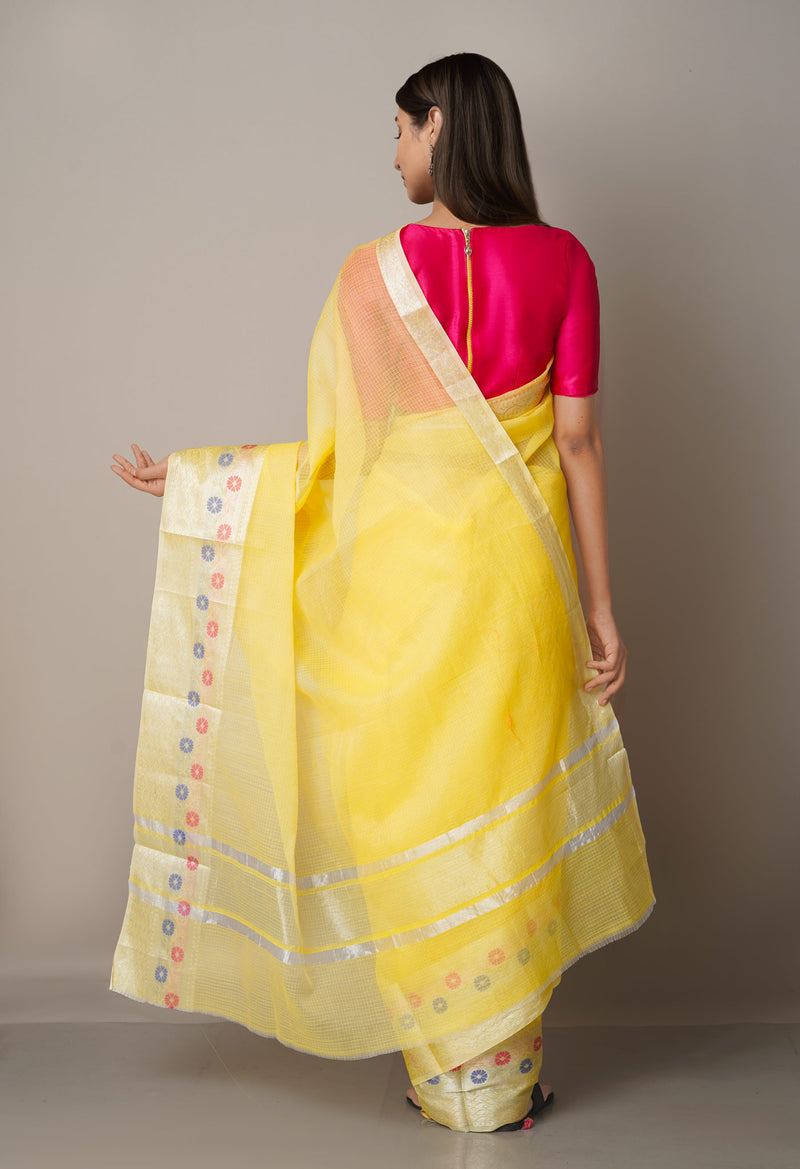 Yellow  Kota Banarasi  Silk Saree-UNM67589