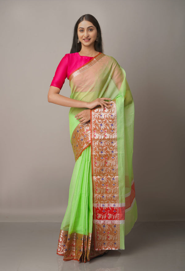 Green  Kota Banarasi  Silk Saree-UNM67590