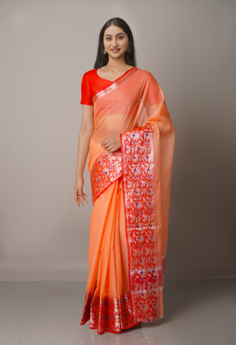 Orange  Kota Banarasi  Silk Saree-UNM67591