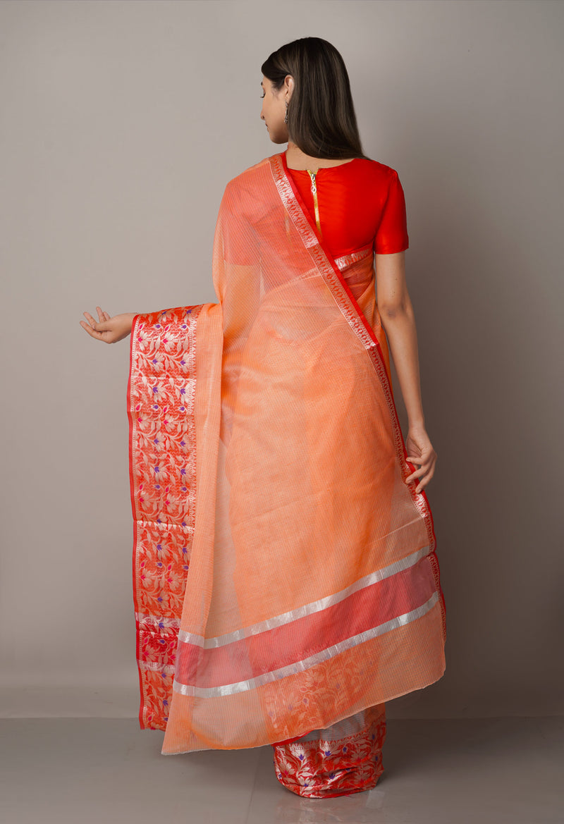 Orange  Kota Banarasi  Silk Saree-UNM67591