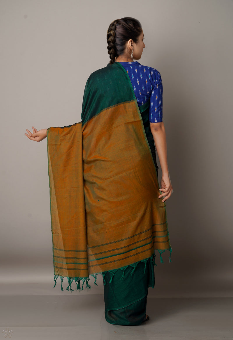 Green Pure Handloom Pavani Narayanpet Cotton Saree-UNM67602