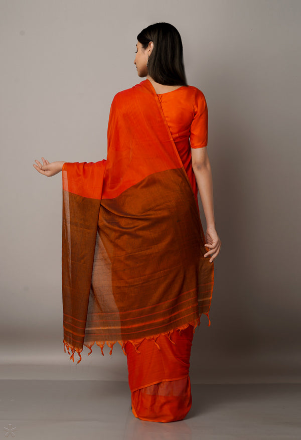 Orange Pure Handloom Pavani Narayanpet Cotton Saree-UNM67611