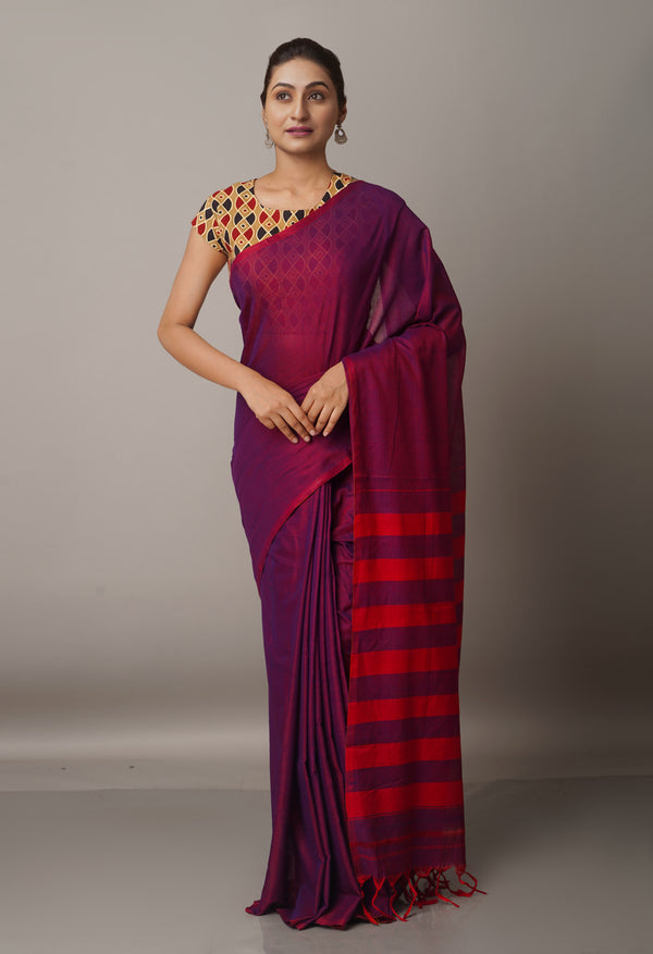 Purple Pure Handloom Pavani Narayanpet Cotton Saree-UNM67612