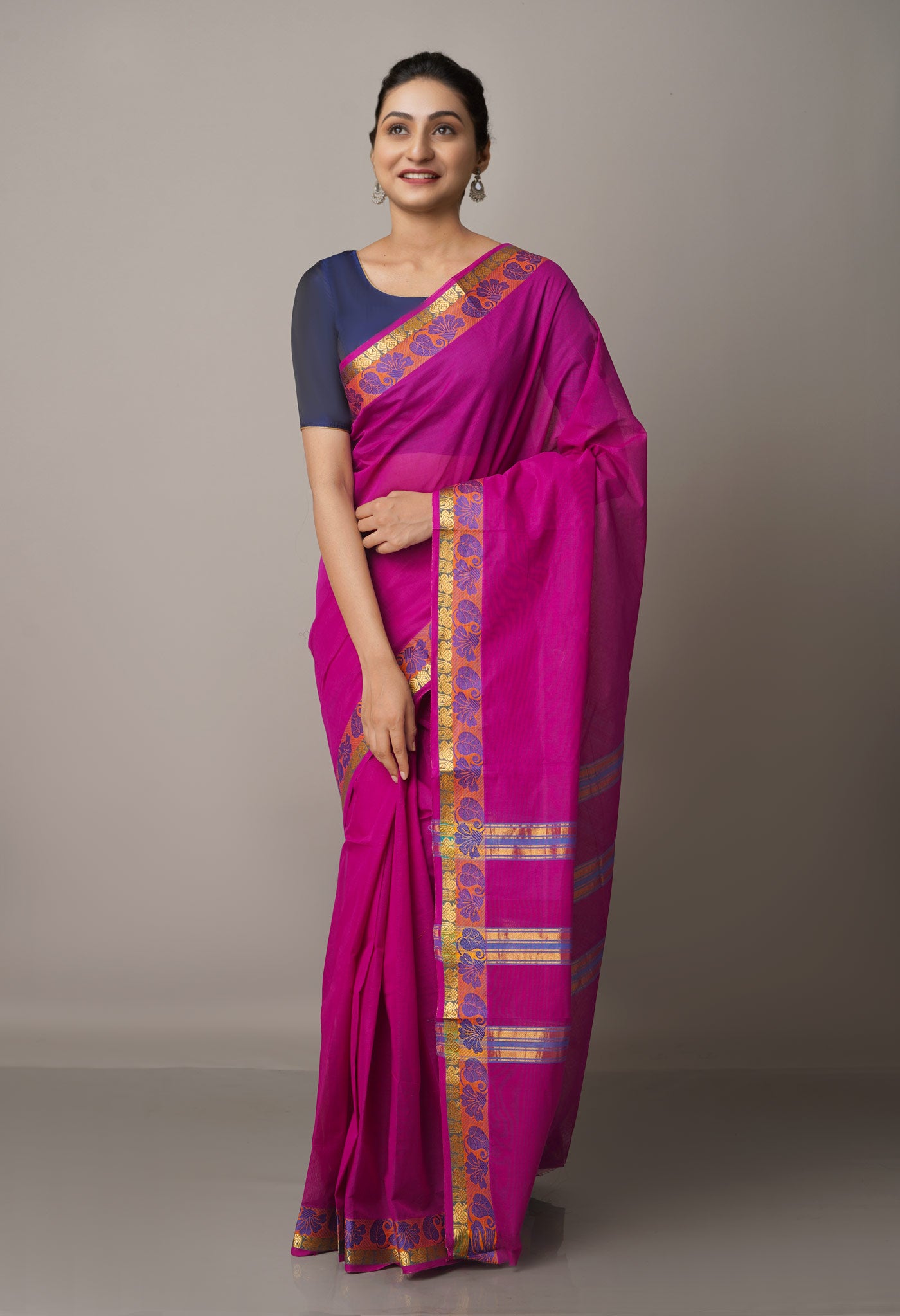 Online Shopping for Purple Pure Pavani Venkatagiri Cotton Saree-UNM67641 with Weaving from Andhra Pradesh at Unnatisilks.com India