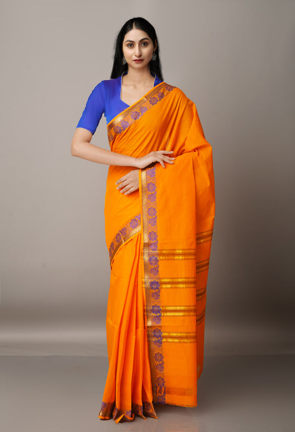 Orange Pure Pavani Venkatagiri Cotton Saree-UNM67642