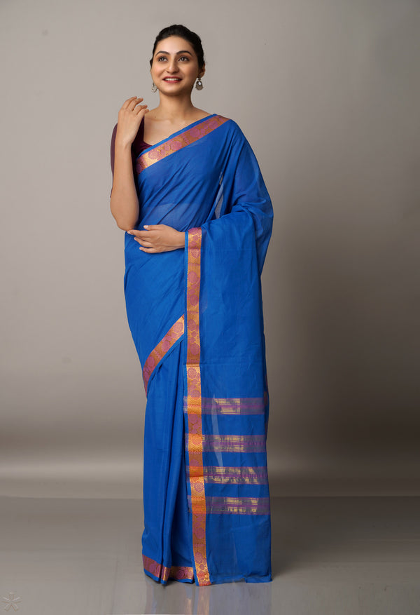 Blue Pure Pavani Venkatagiri Cotton Saree-UNM67649