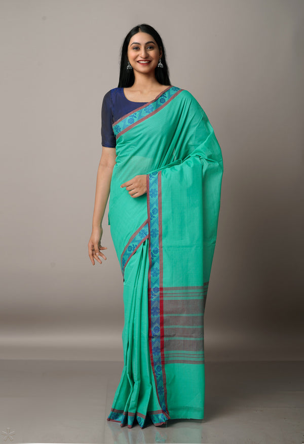 Green Pure Pavani Venkatagiri Cotton Saree-UNM67659
