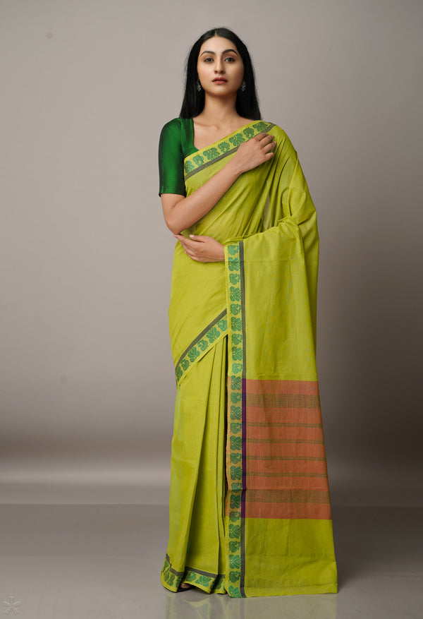 Green Pure Pavani Venkatagiri Cotton Saree-UNM67663