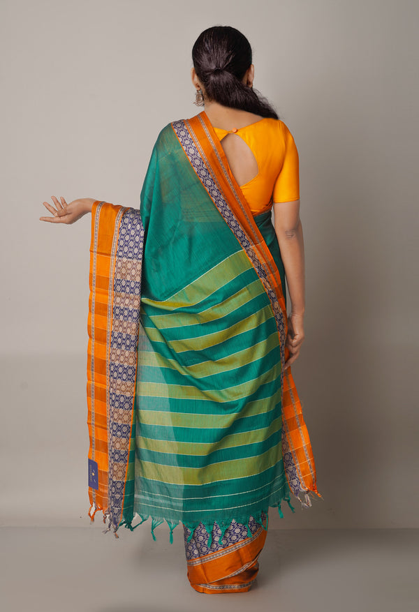 Dark Green Pure Handloom Pavani Narayanpet Cotton Silk Saree-UNM67705