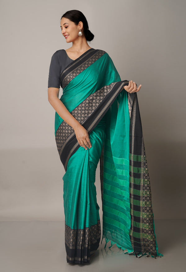 Green Pure Handloom Pavani Narayanpet Cotton Silk Saree-UNM67710