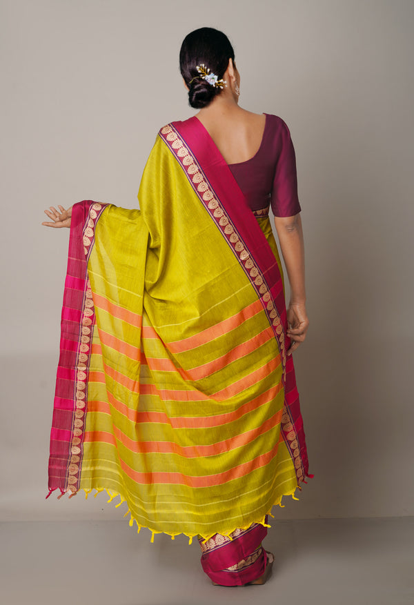 Mehandi Green Pure Handloom Pavani Narayanpet Cotton Silk Saree-UNM67713