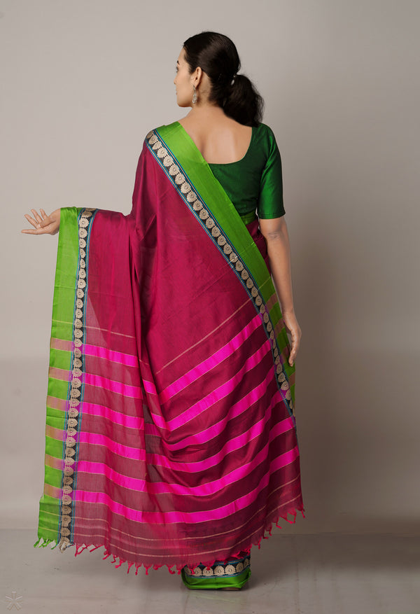 Pink Pure Handloom Pavani Narayanpet Cotton Silk Saree-UNM67714