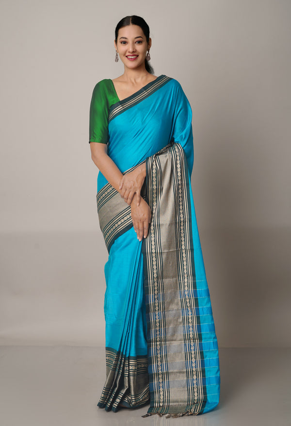 Blue Pure Handloom Pavani Narayanpet Cotton Silk Saree-UNM67723