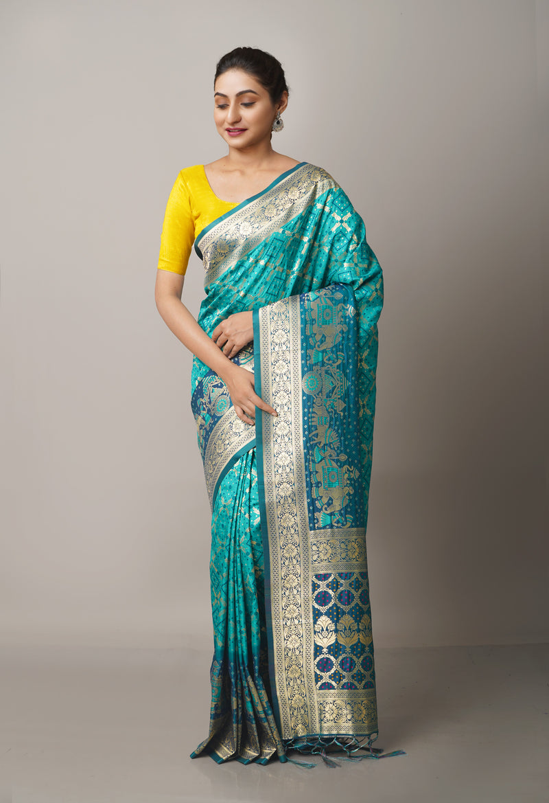 Peacock Green Fancy Banarasi Silk Saree-UNM67924