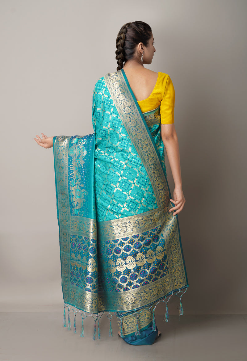 Peacock Green Fancy Banarasi Silk Saree-UNM67924