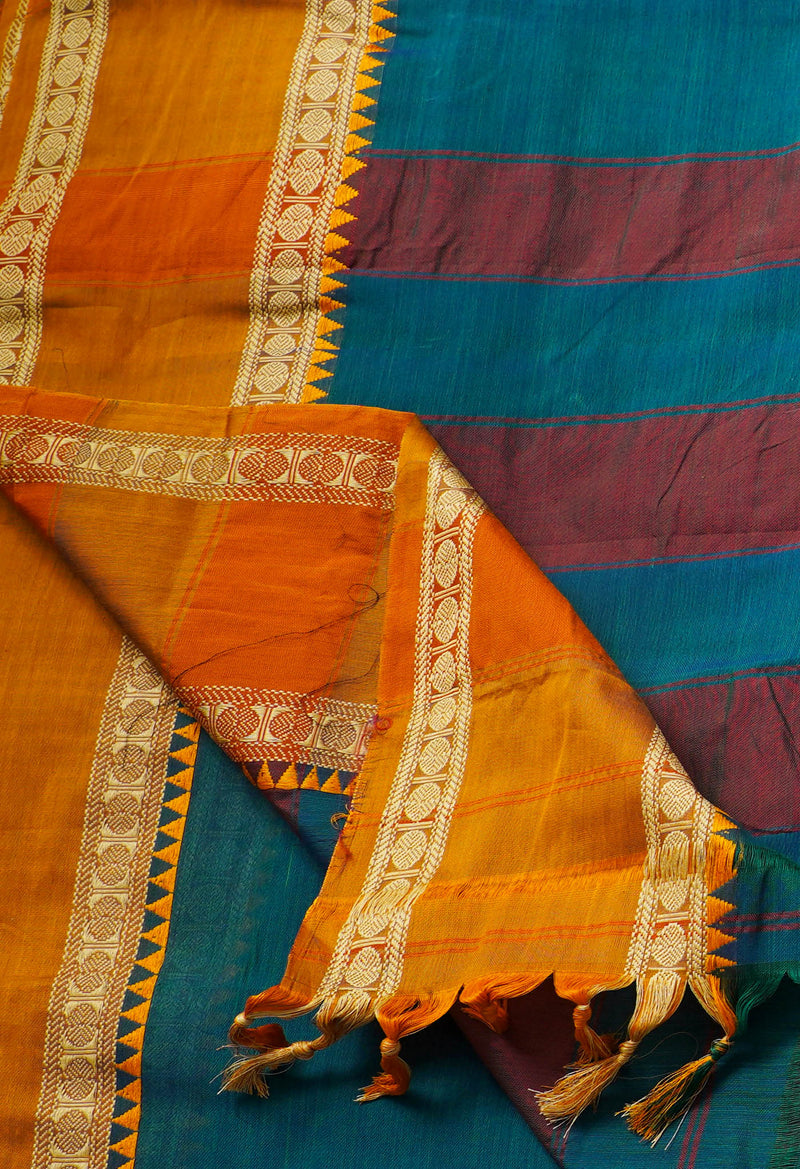Teal Blue Pure Handloom Pavani Narayanpet Cotton Silk Saree-UNM67727