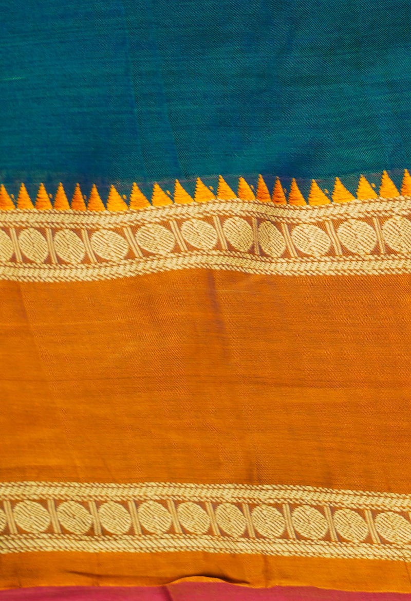 Teal Blue Pure Handloom Pavani Narayanpet Cotton Silk Saree-UNM67727