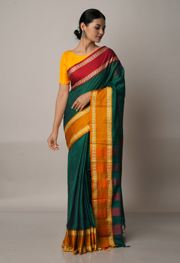 Green Pure Handloom Pavani Narayanpet Cotton Silk Saree-UNM67728
