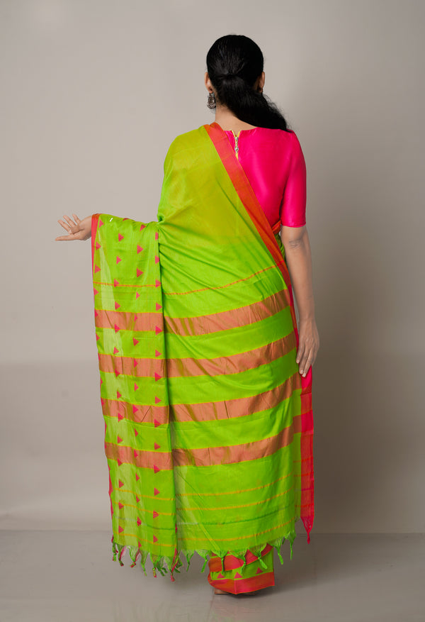 Green Pure Handloom Pavani Narayanpet Cotton Silk Saree-UNM67732