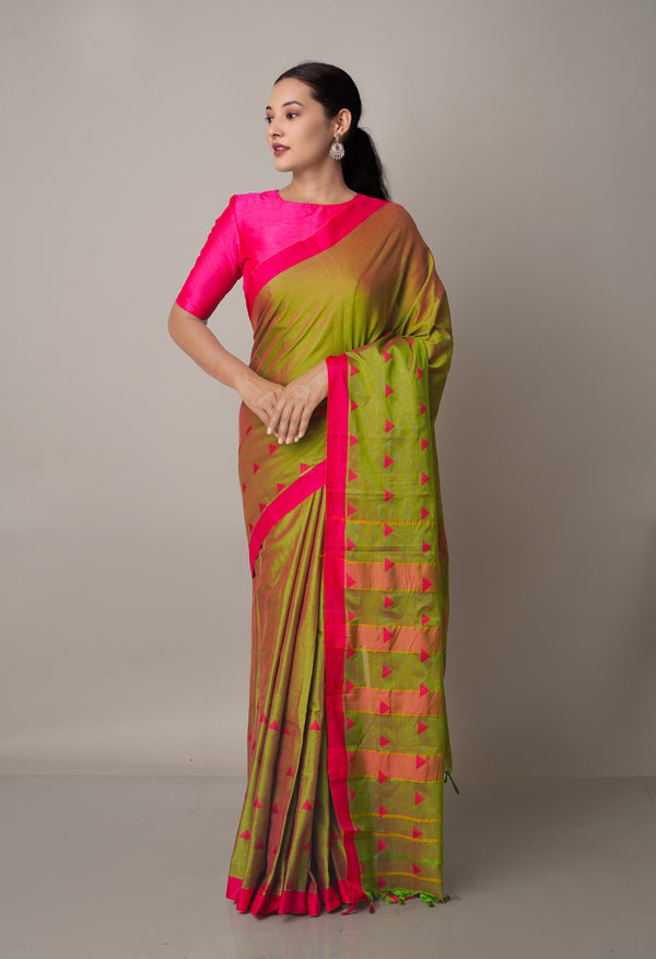 Green Pure Handloom Pavani Narayanpet Cotton Silk Saree-UNM67734