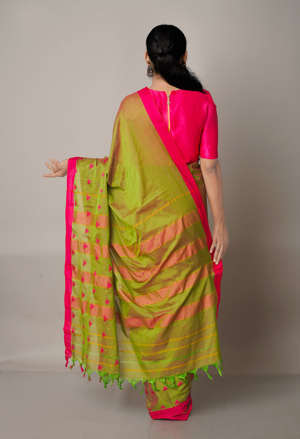 Green Pure Handloom Pavani Narayanpet Cotton Silk Saree-UNM67734