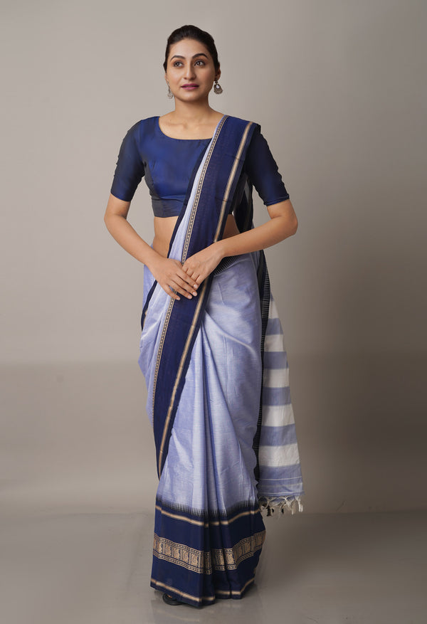 Grey Pure Handloom Pavani Narayanpet Cotton Silk Saree-UNM67742