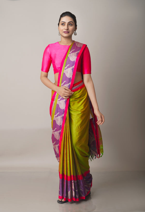 Green Pure Handloom Pavani Narayanpet Cotton Silk Saree-UNM67745