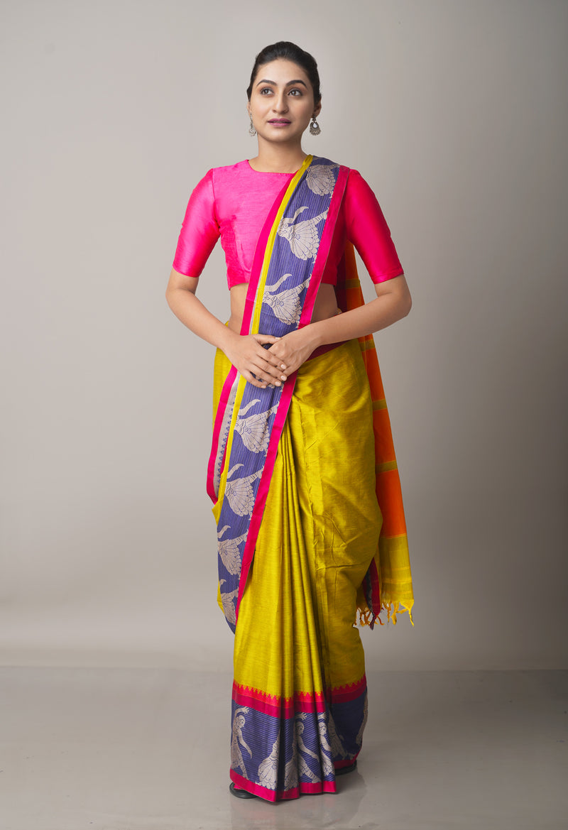Mehandi Green Pure Handloom Pavani Narayanpet Cotton Silk Saree-UNM67746