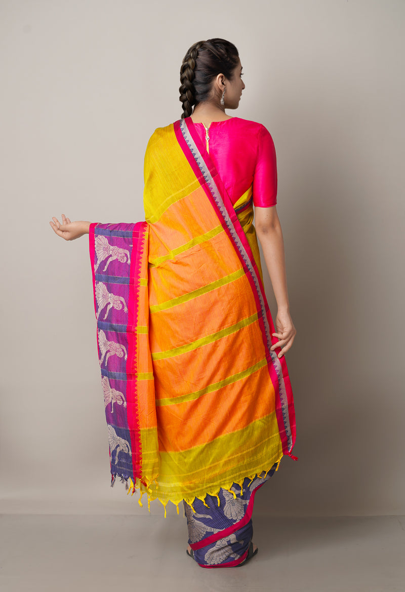 Mehandi Green Pure Handloom Pavani Narayanpet Cotton Silk Saree-UNM67746