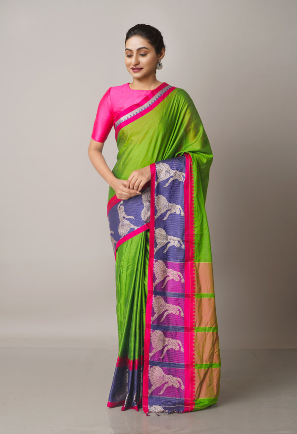 Green Pure Handloom Pavani Narayanpet Cotton Silk Saree-UNM67747