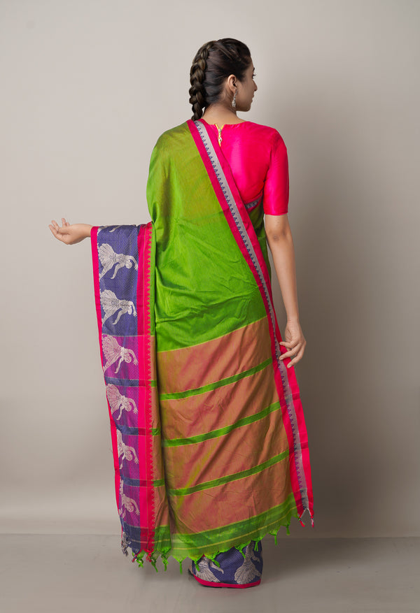 Green Pure Handloom Pavani Narayanpet Cotton Silk Saree-UNM67747