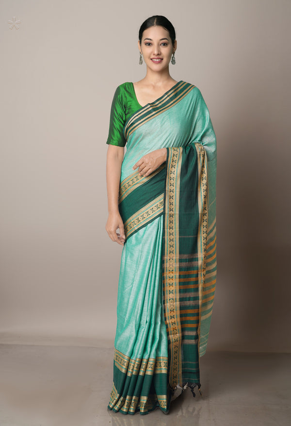 Green Pure Handloom Pavani Narayanpet Cotton Saree-UNM67759