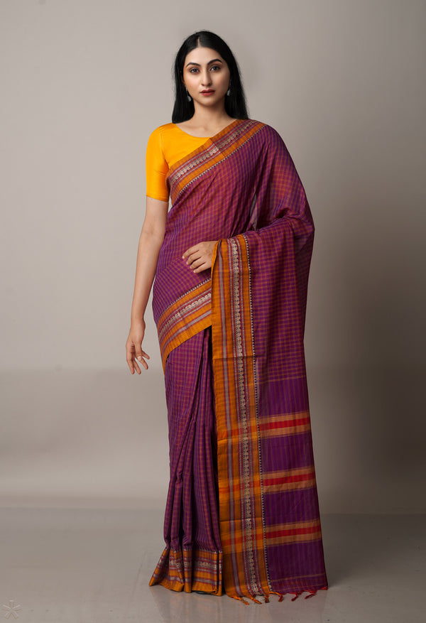 Purple Pure Handloom Pavani Narayanpet Cotton Saree-UNM67766