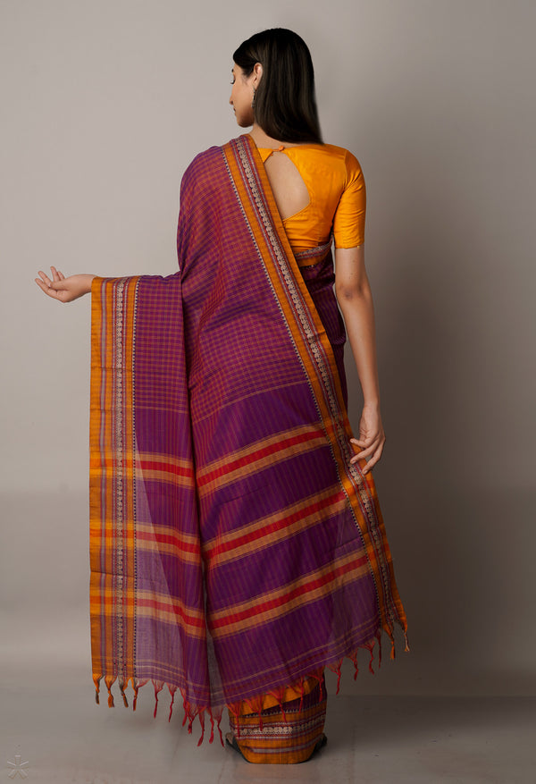 Purple Pure Handloom Pavani Narayanpet Cotton Saree-UNM67766