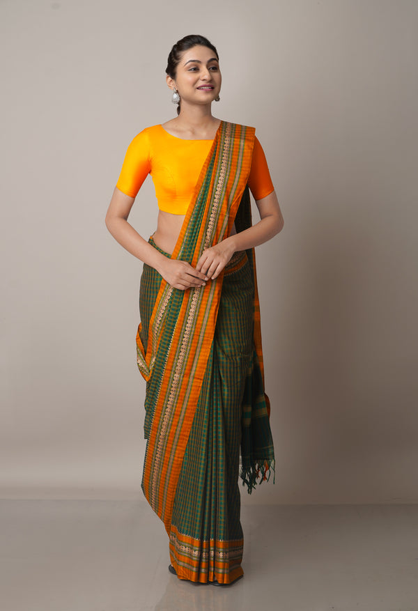 Green Pure Handloom Pavani Narayanpet Cotton Saree-UNM67768