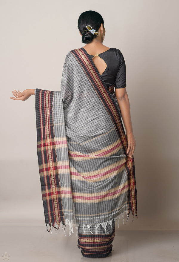 Grey Pure Handloom Pavani Narayanpet Cotton Saree-UNM67769