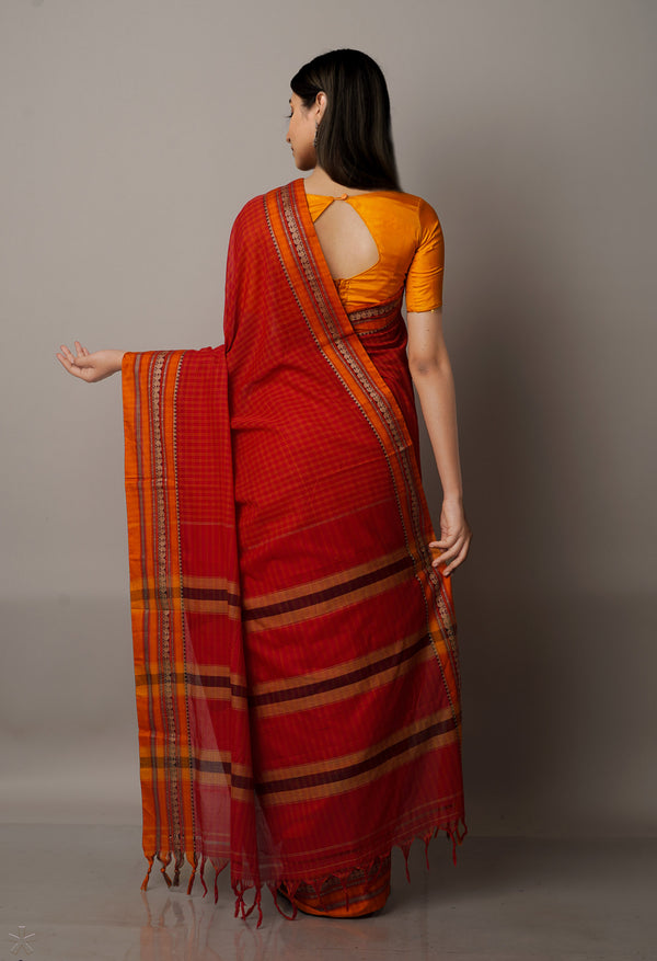 Red Pure Handloom Pavani Narayanpet Cotton Saree-UNM67771