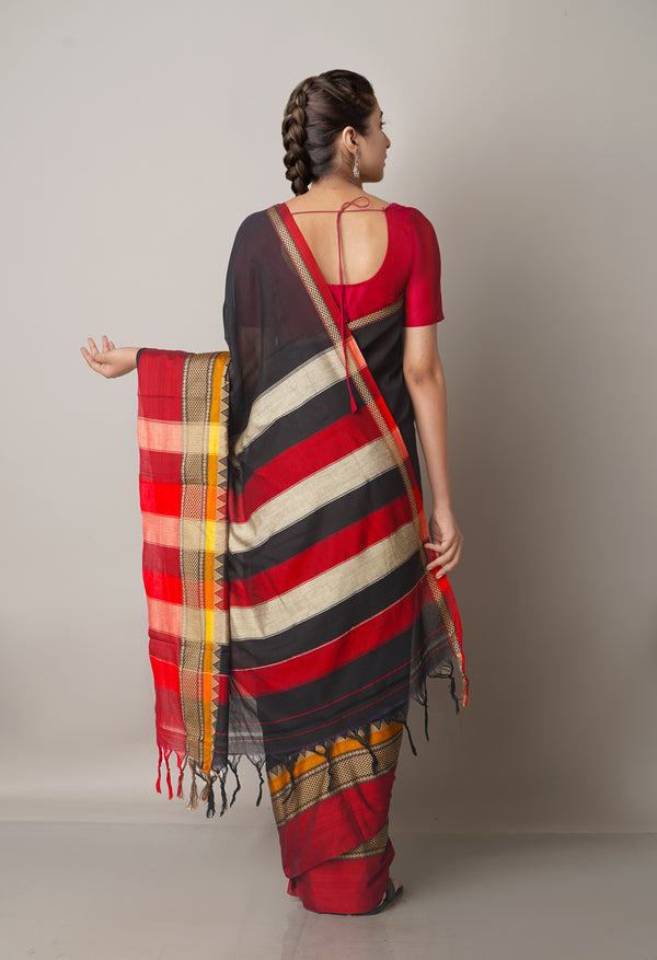 Black Pure Handloom Pavani Narayanpet Cotton Saree-UNM67777