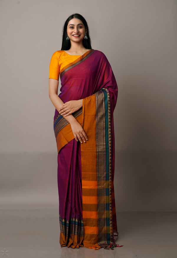 Purple Pure Handloom Pavani Narayanpet Cotton Saree-UNM67778