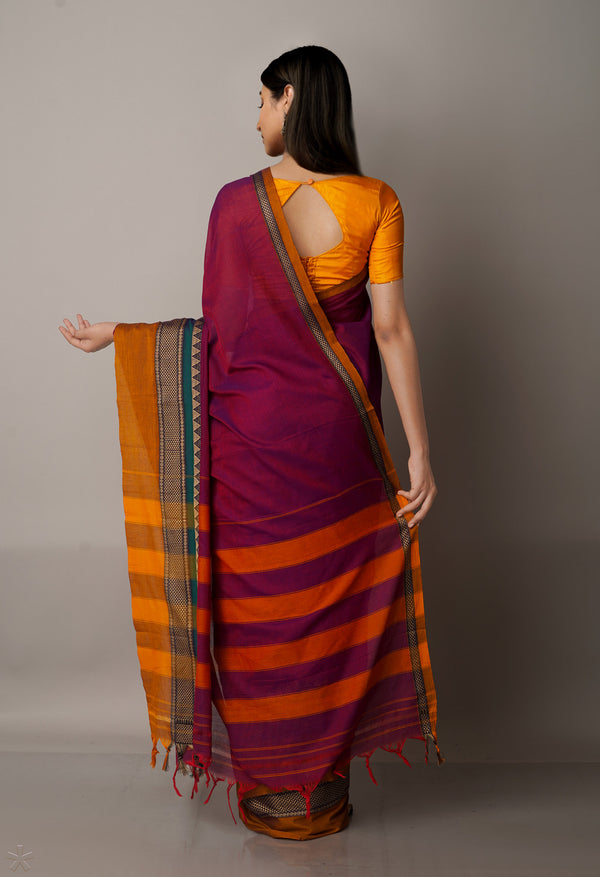 Purple Pure Handloom Pavani Narayanpet Cotton Saree-UNM67778