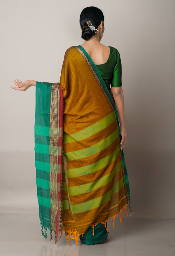 Mustrad Yellow Pure Handloom Pavani Narayanpet Cotton Saree-UNM67780