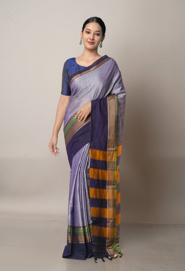 Grey Pure Handloom Pavani Narayanpet Cotton Saree-UNM67781