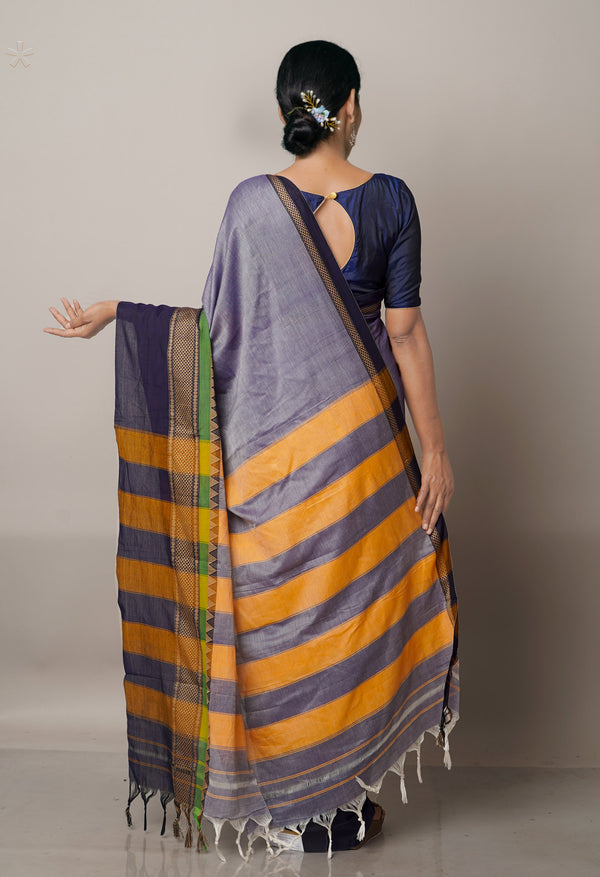 Grey Pure Handloom Pavani Narayanpet Cotton Saree-UNM67781